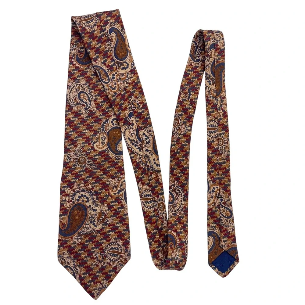 Vintage Liberty Of London Silk Paisley Tie Made in USA Deep Tones Patterned